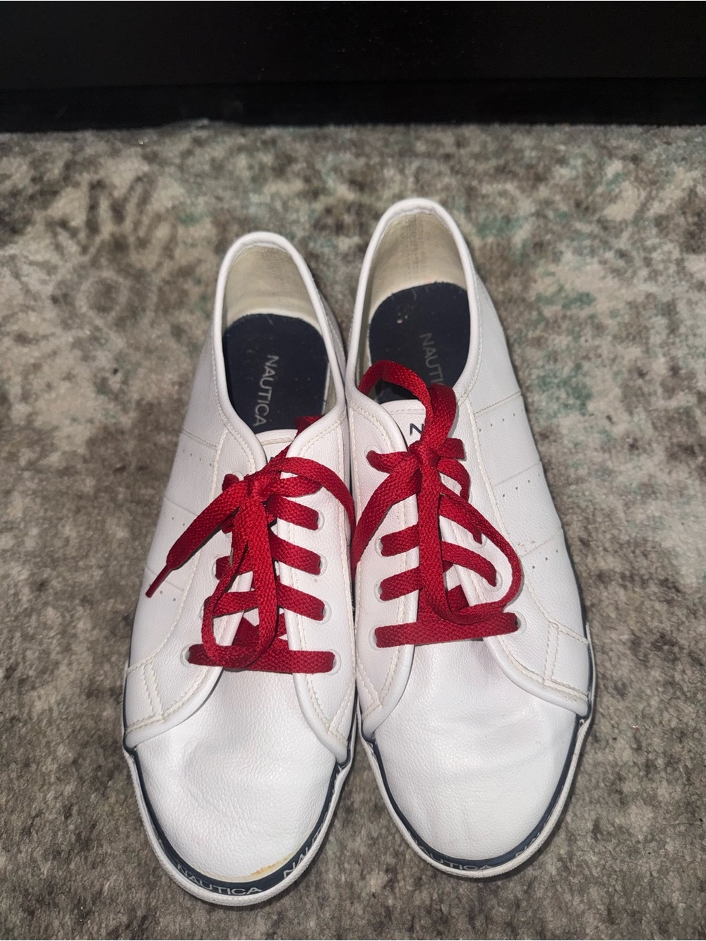 Nautica White Leather Sneakers with Red Laces - Women’s
